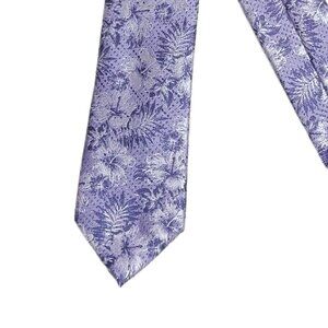 Egara Floral Tie Men’s 60” Lavender Metallic Woven Whimsical Wedding Skinny New